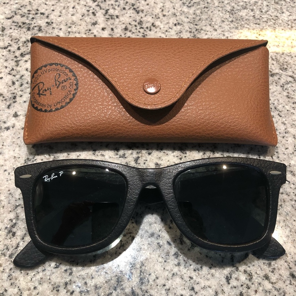 Ray-Ban Black Leather Sunglasses